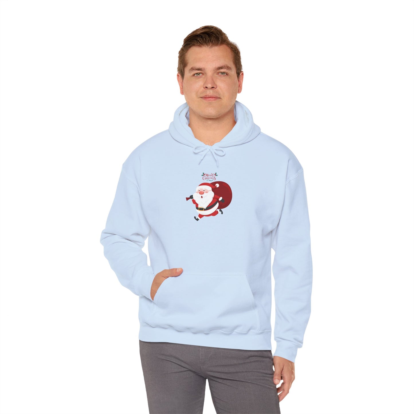 Santa Running Hoodie - Unisex Heavy Blend Sweatshirt for Holiday Cheer