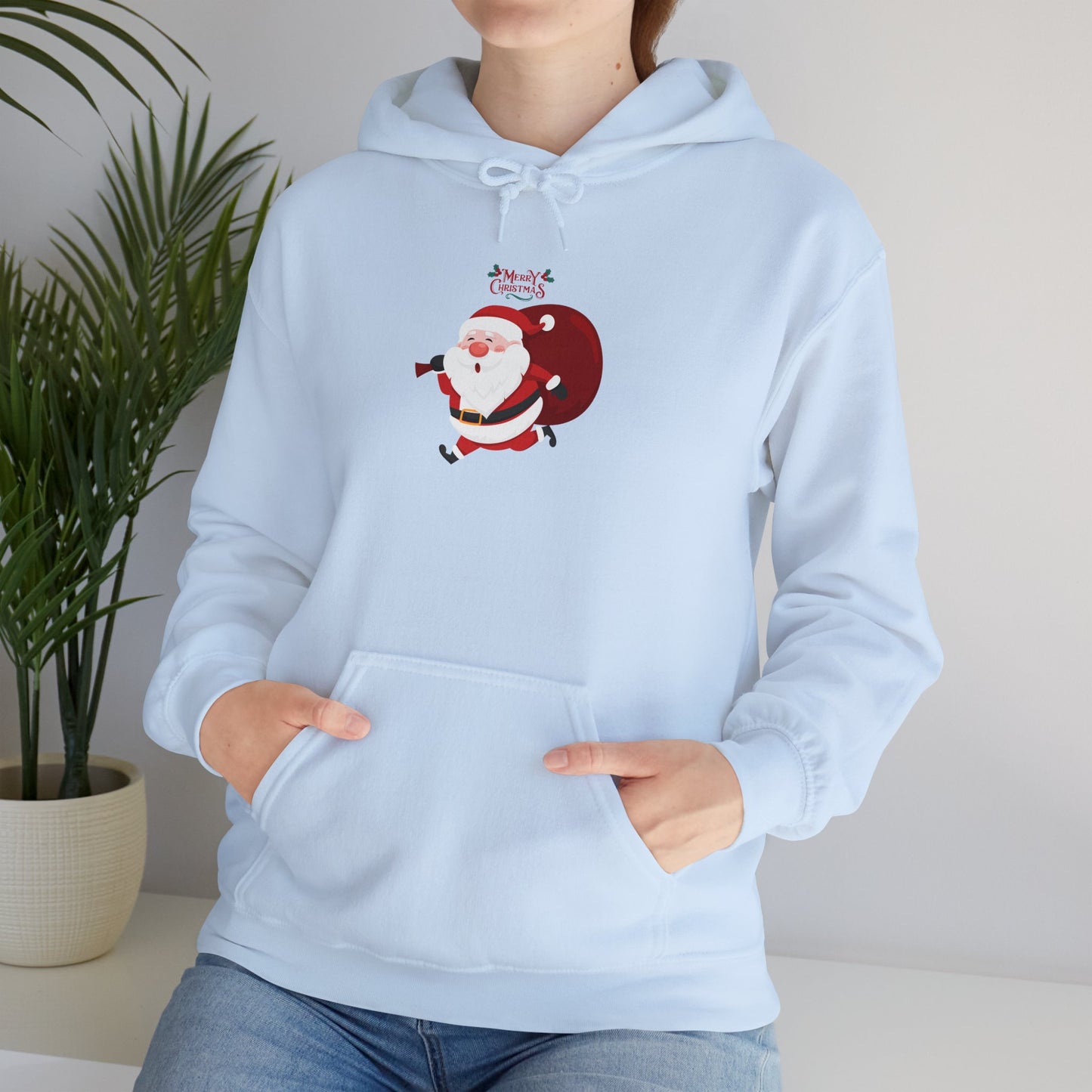 Santa Running Hoodie - Unisex Heavy Blend Sweatshirt for Holiday Cheer