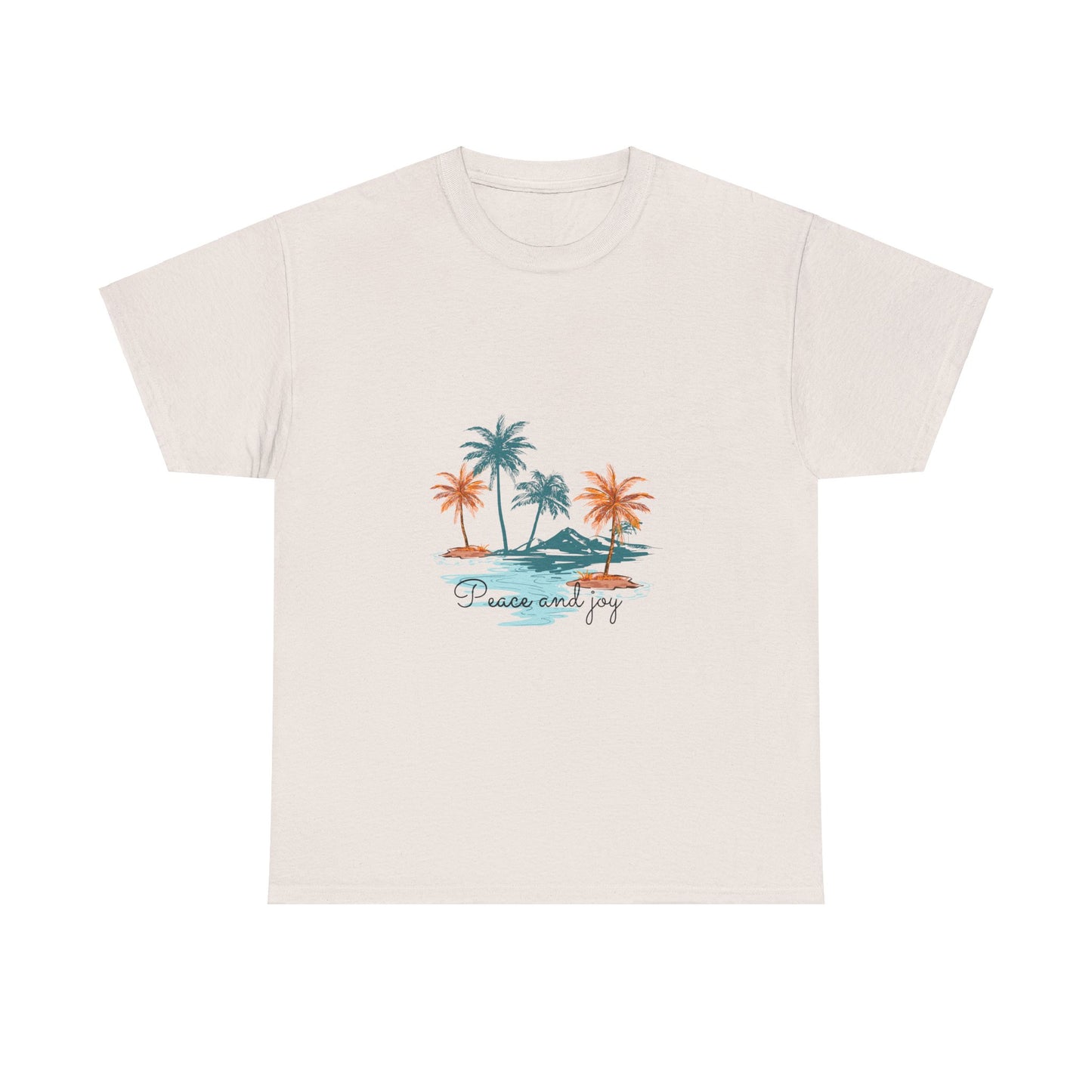 Beach Vibes Unisex Heavy Cotton Tee with 'Peace and Joy' Print