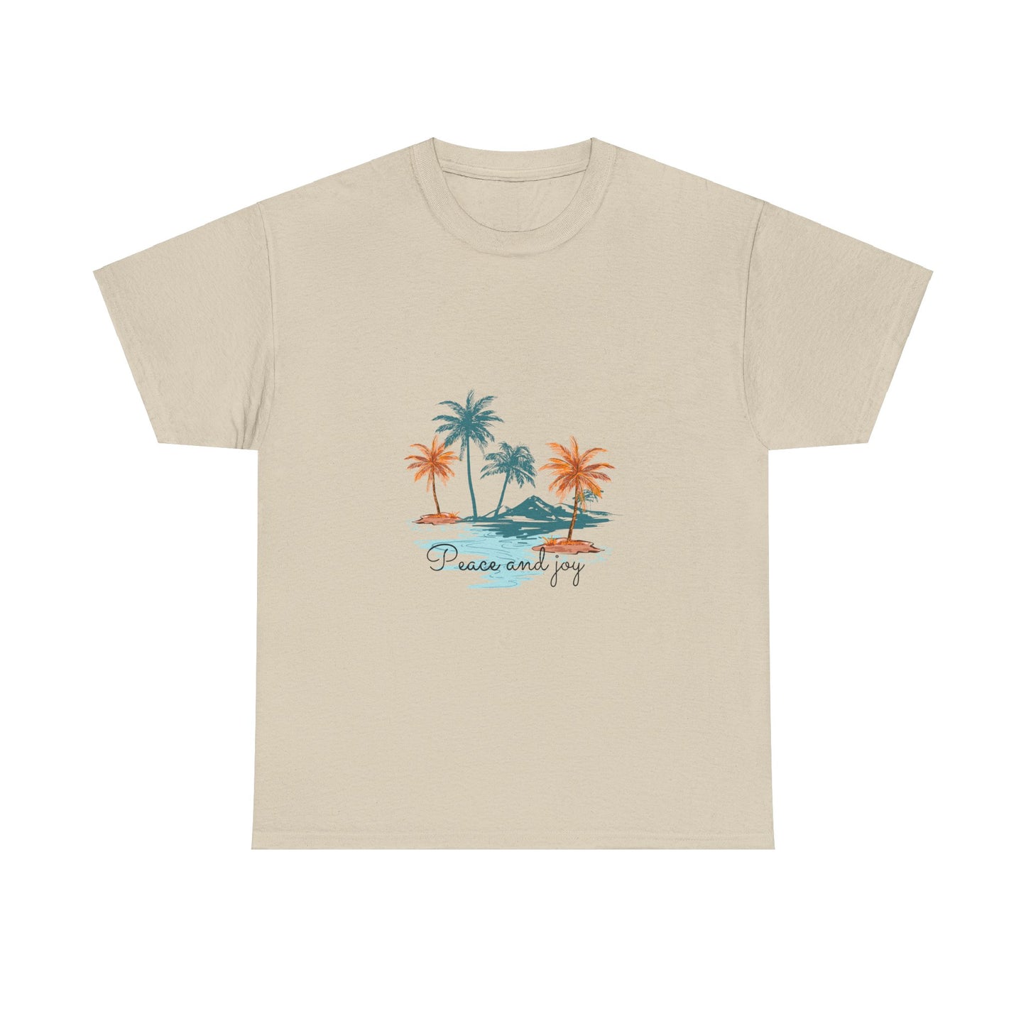 Beach Vibes Unisex Heavy Cotton Tee with 'Peace and Joy' Print