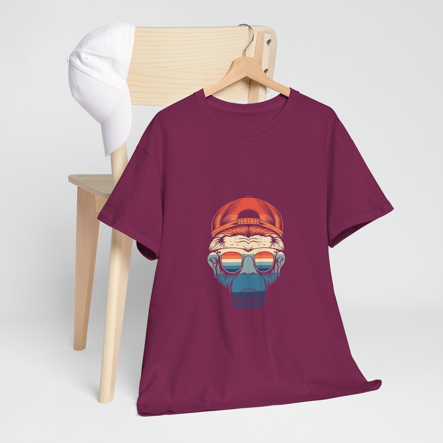 Chill Vibes Retro Monkey Graphic Tee | Unisex Heavy Cotton T-Shirt