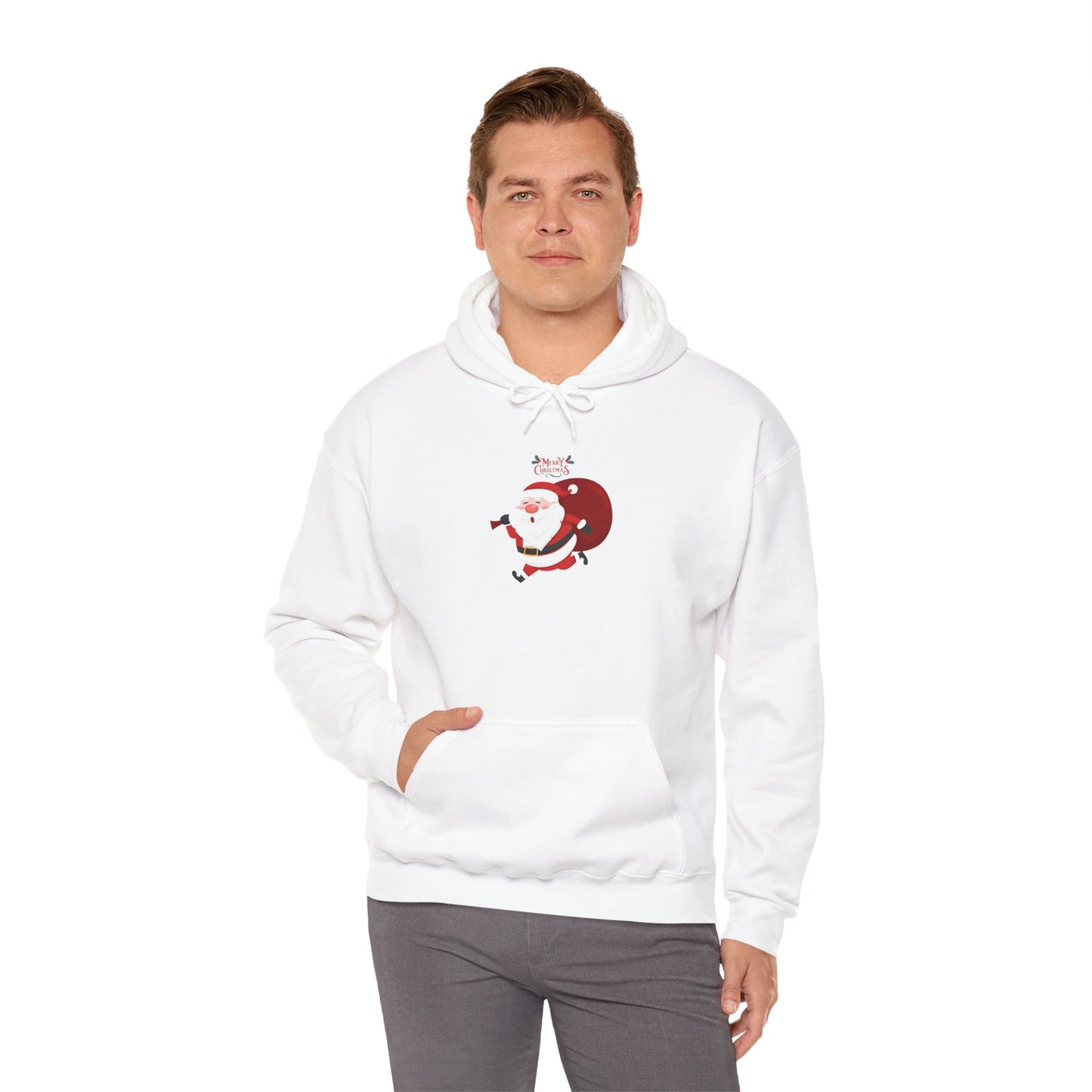 Santa Running Hoodie - Unisex Heavy Blend Sweatshirt for Holiday Cheer