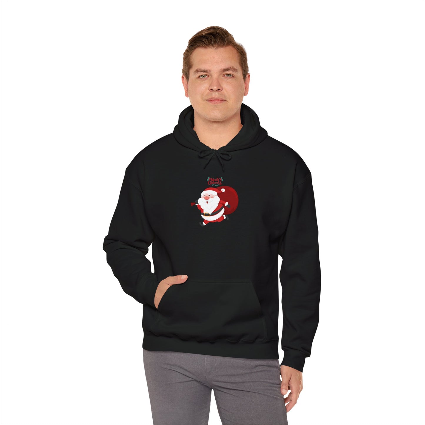 Santa Running Hoodie - Unisex Heavy Blend Sweatshirt for Holiday Cheer