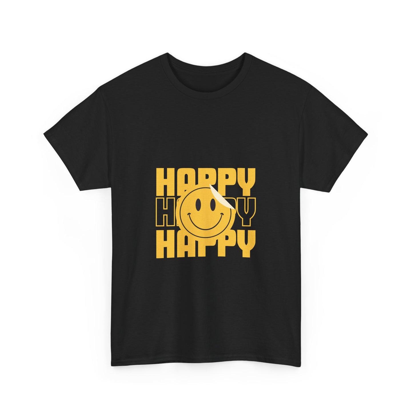 Happy Smiley Unisex Heavy Cotton Tee - Positive Vibes T-Shirt