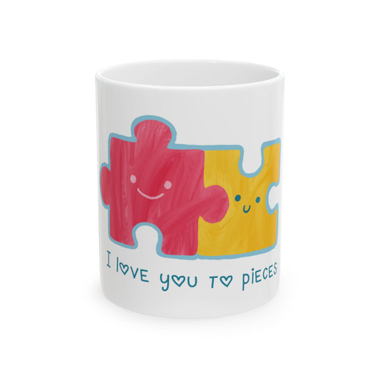 I Love You to Pieces Puzzle Ceramic Mug - Cute Gift for Lovers & Friends