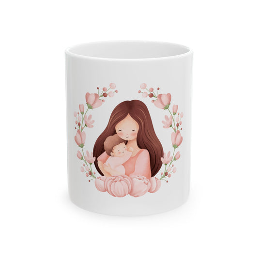 Mom and Baby Floral Ceramic Mug - Perfect Gift for Mothers, Baby Showers, and Celebrations (11oz, 15oz)