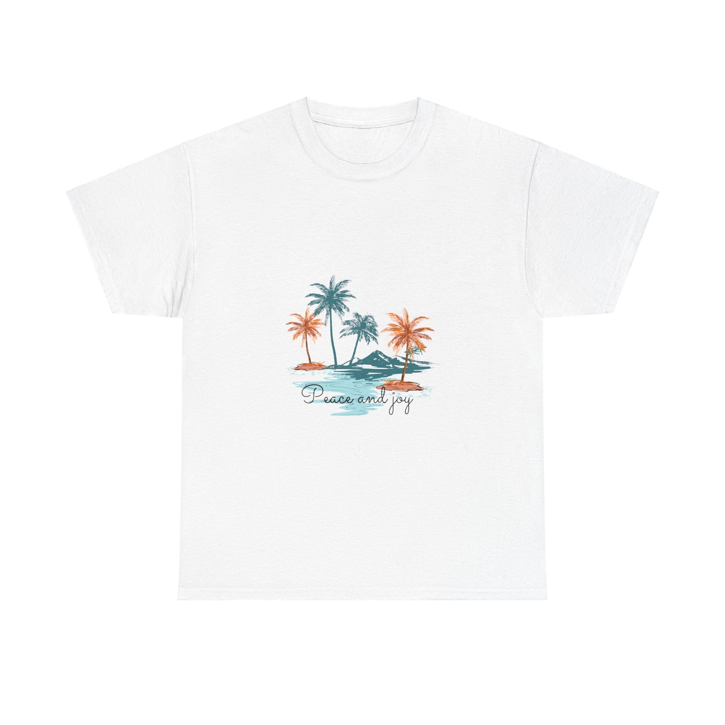 Beach Vibes Unisex Heavy Cotton Tee with 'Peace and Joy' Print