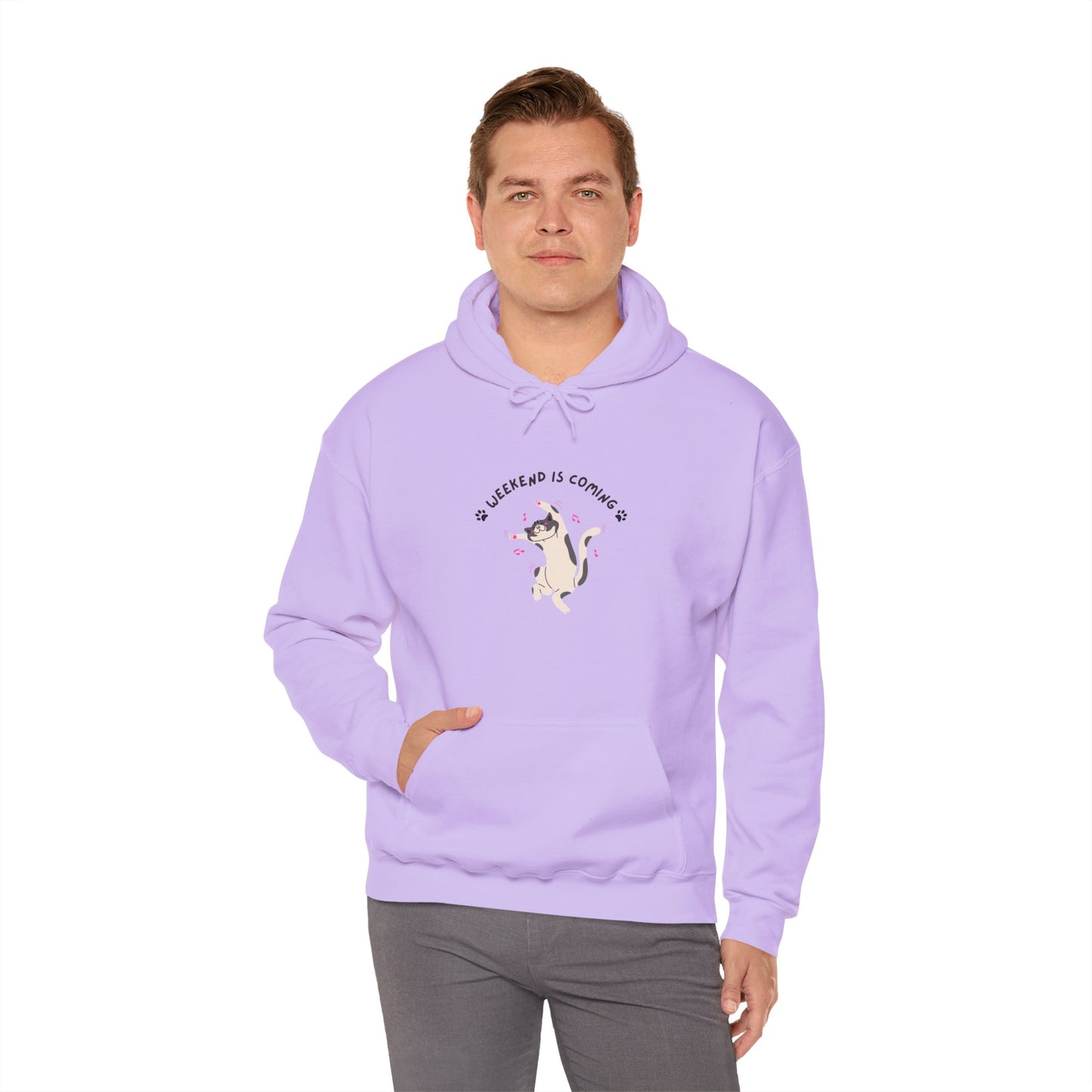 Cute Cat Weekend is Coming Hoodie - Unisex Heavy Blend Sweatshirt