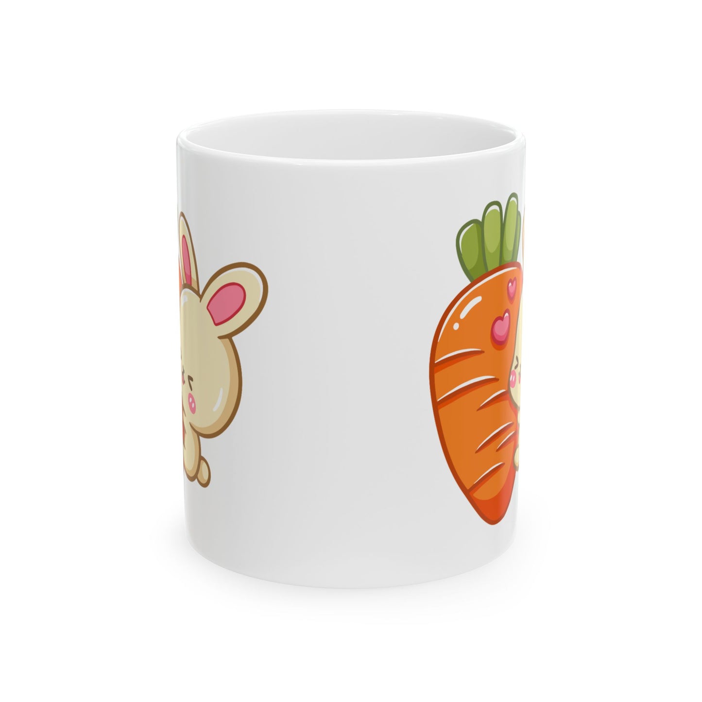 Cute Bunny & Carrot Ceramic Mug - 11oz/15oz for Kids and Easter