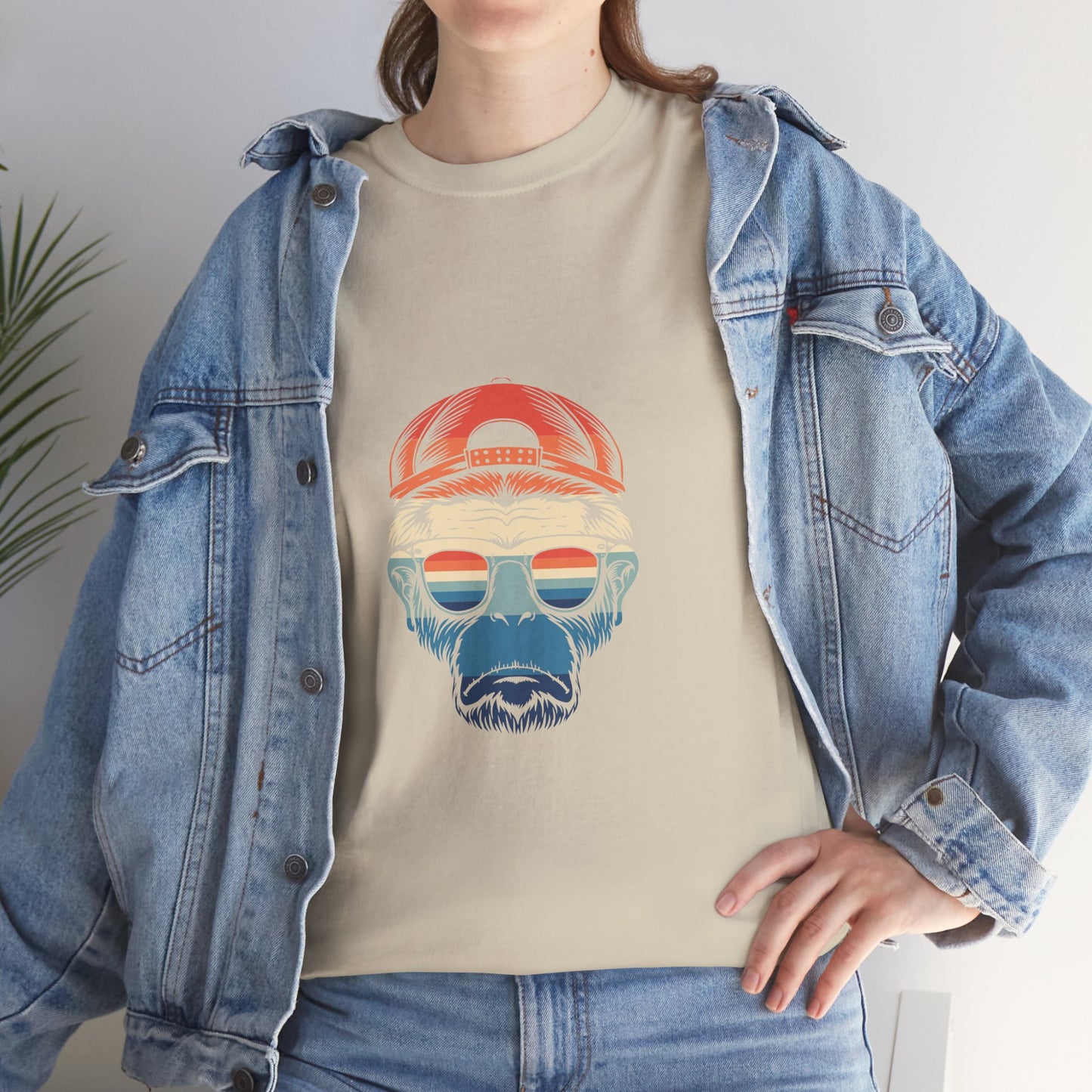 Chill Vibes Retro Monkey Graphic Tee | Unisex Heavy Cotton T-Shirt