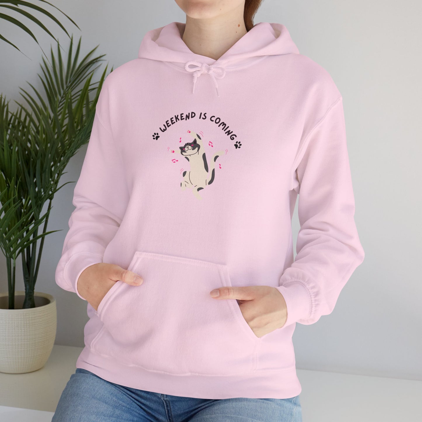 Cute Cat Weekend is Coming Hoodie - Unisex Heavy Blend Sweatshirt