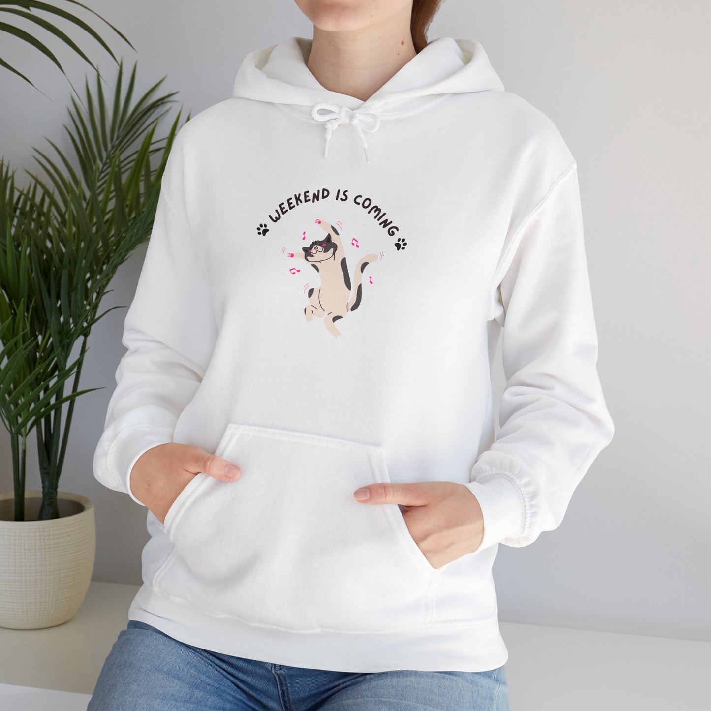 Cute Cat Weekend is Coming Hoodie - Unisex Heavy Blend Sweatshirt