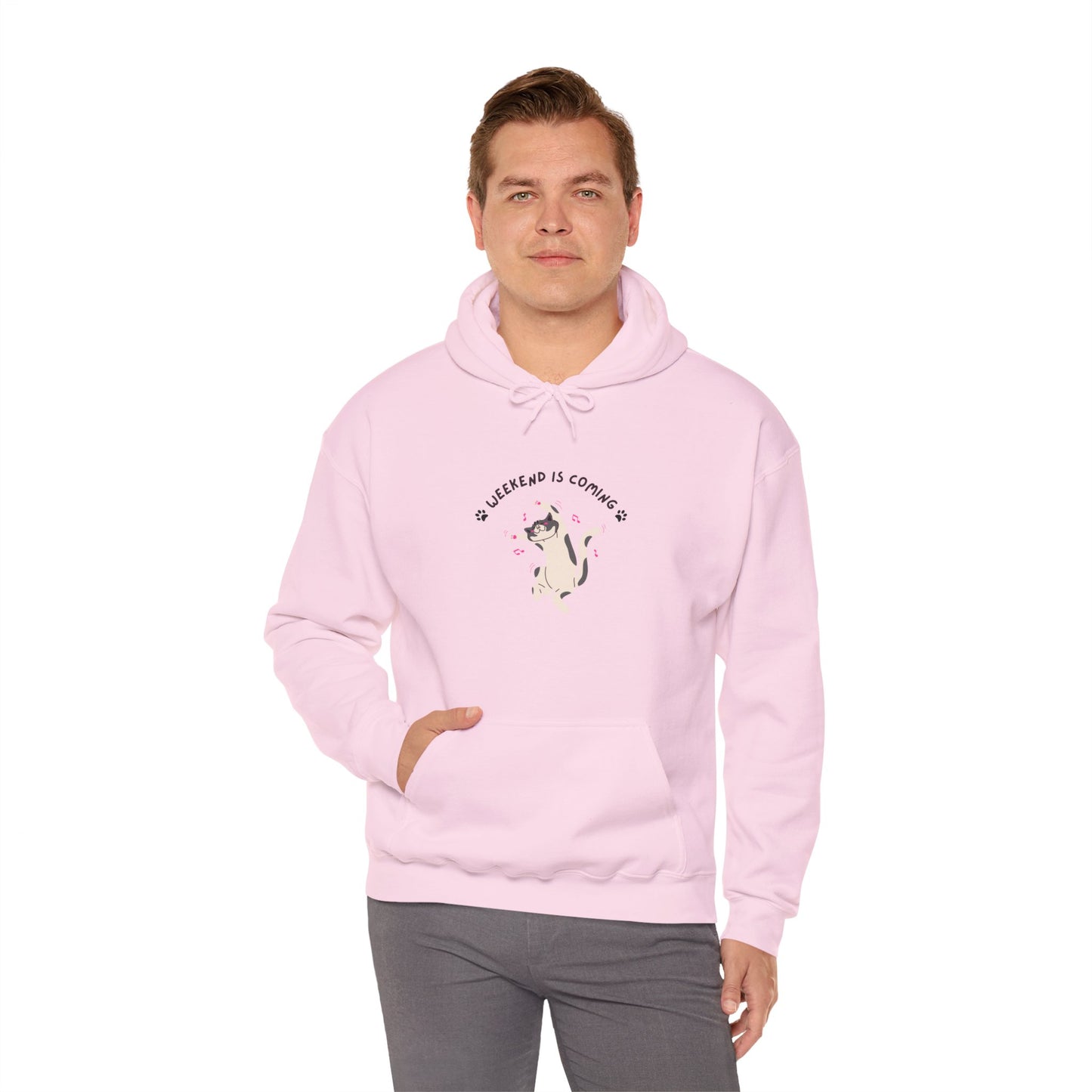 Cute Cat Weekend is Coming Hoodie - Unisex Heavy Blend Sweatshirt