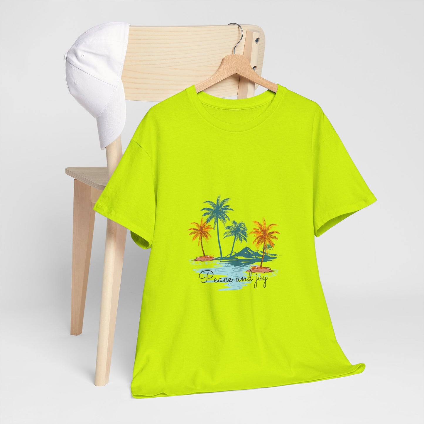 Beach Vibes Unisex Heavy Cotton Tee with 'Peace and Joy' Print