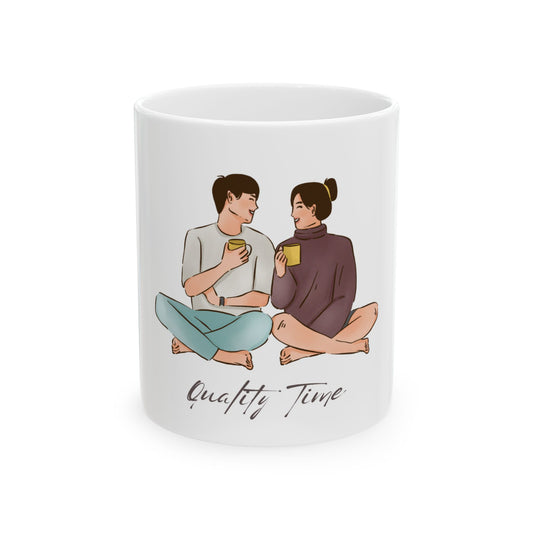 Quality Time Couple Ceramic Mug - Perfect for Coffee Lovers & Gifts