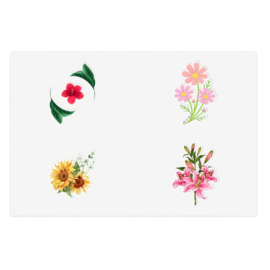 Floral Sticker Sheets - Colorful Flower Designs for Scrapbooking & Crafting