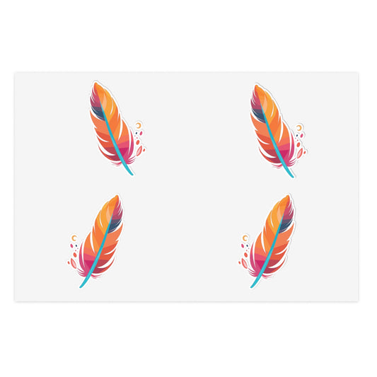 Colorful Feather Sticker Sheets - Boho Décor for Journals & Crafts