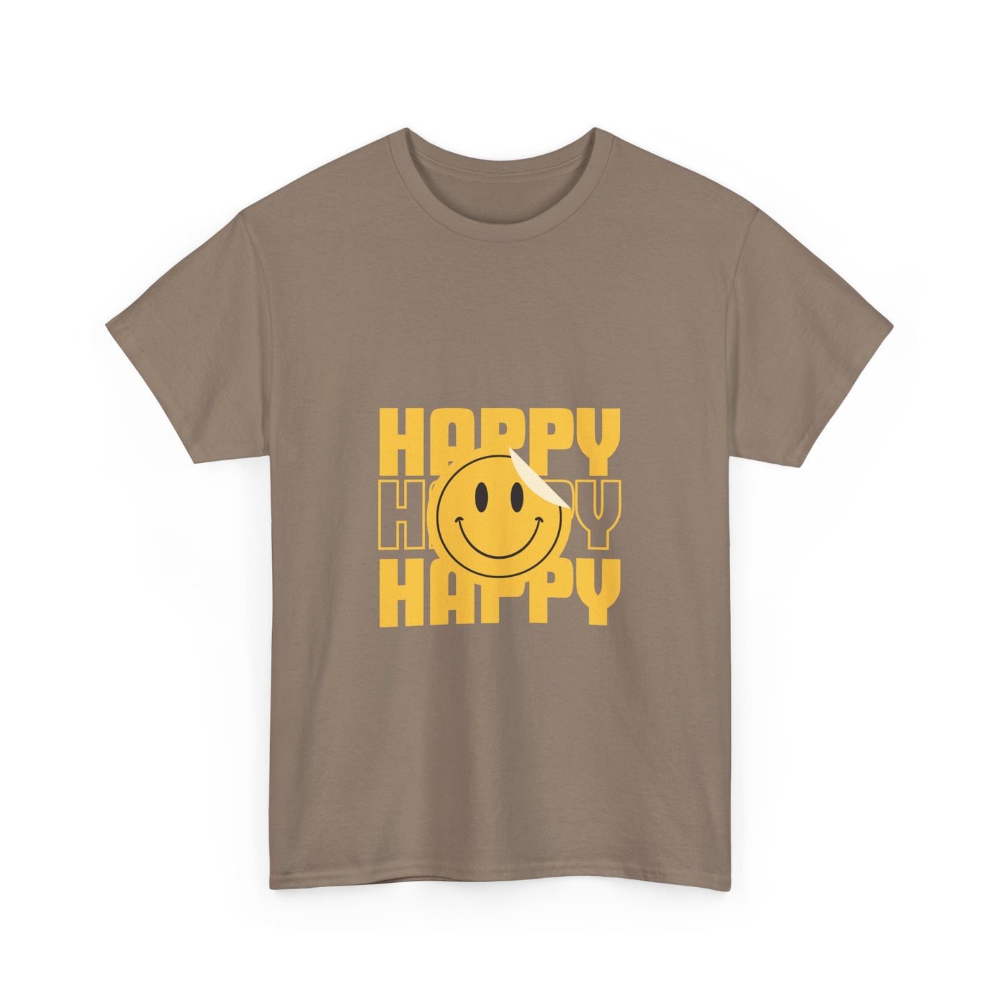 Happy Smiley Unisex Heavy Cotton Tee - Positive Vibes T-Shirt