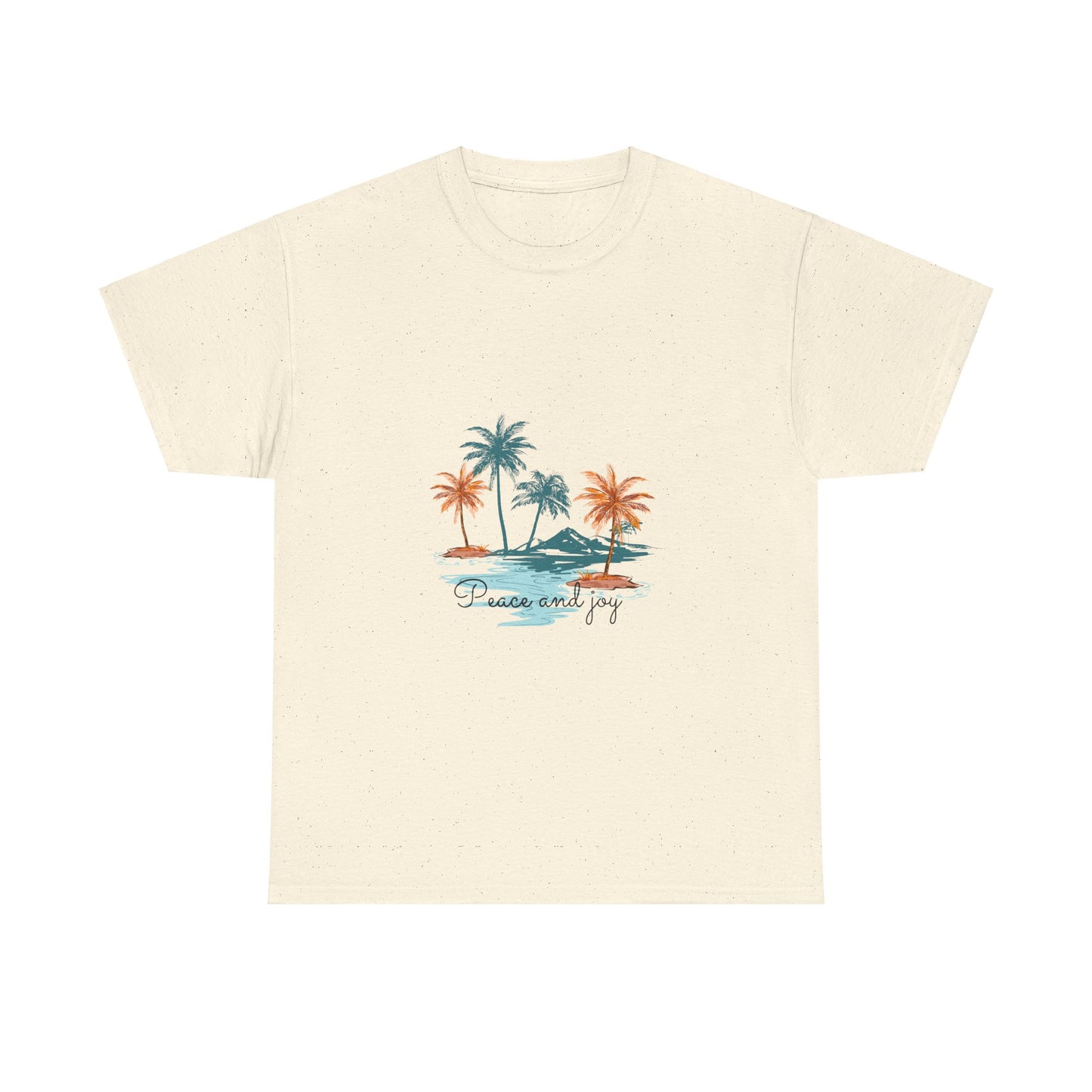 Beach Vibes Unisex Heavy Cotton Tee with 'Peace and Joy' Print