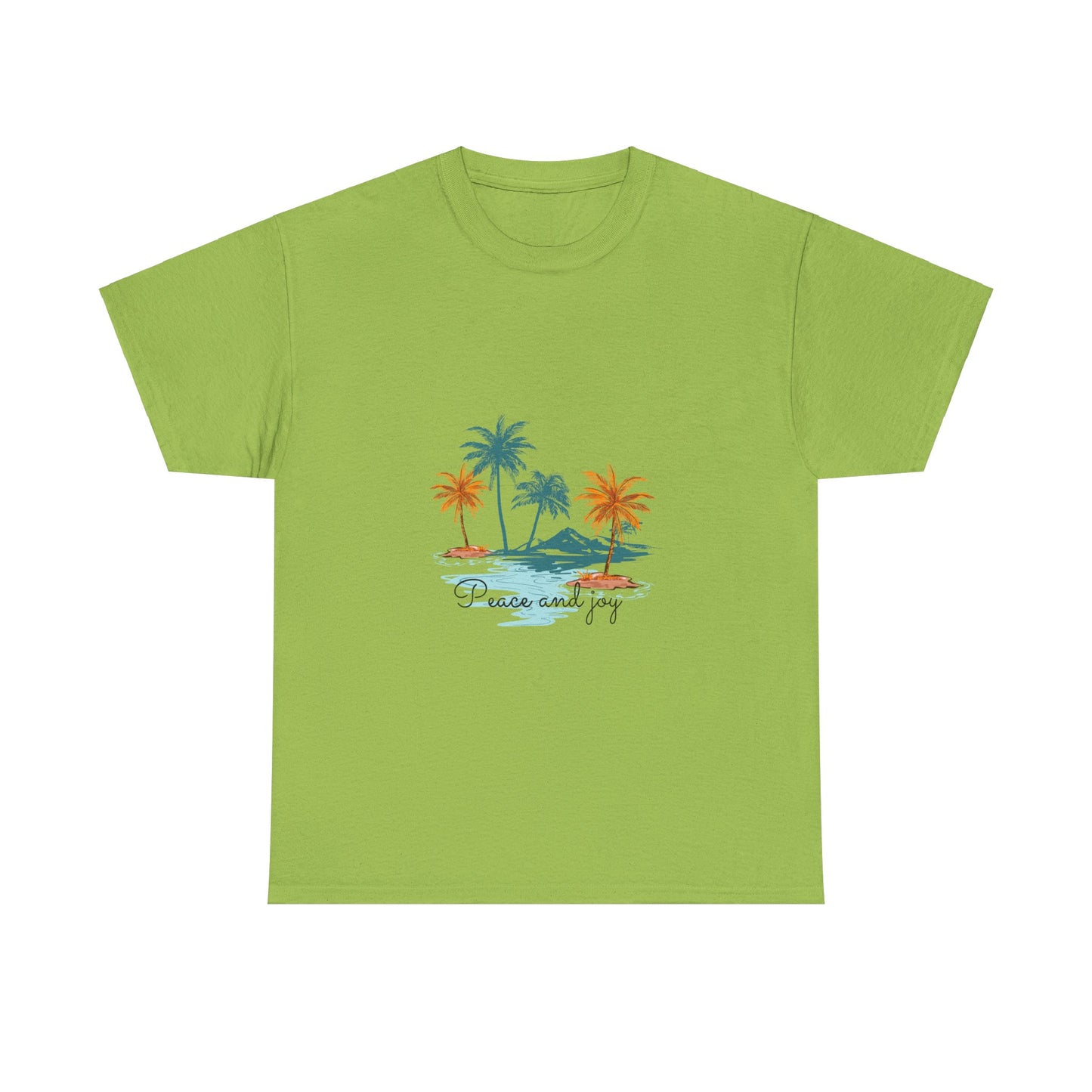 Beach Vibes Unisex Heavy Cotton Tee with 'Peace and Joy' Print