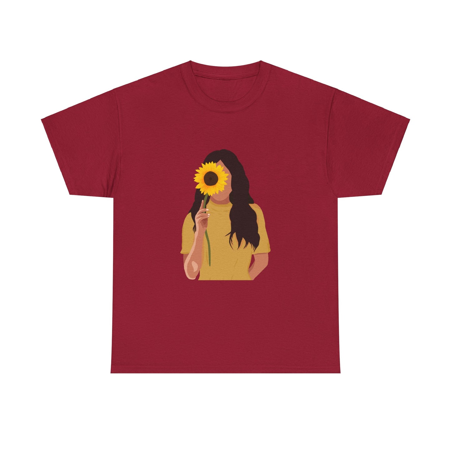 Sunflower Illustration Unisex Heavy Cotton Tee - Vibrant Floral T-Shirt for Nature Lovers