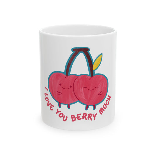 Love You Berry Much Ceramic Mug - Cute Fruit Design for Coffee & Tea