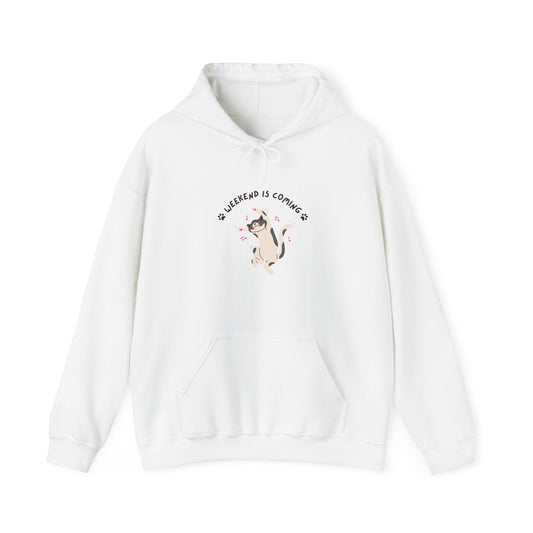 Cute Cat Weekend is Coming Hoodie - Unisex Heavy Blend Sweatshirt