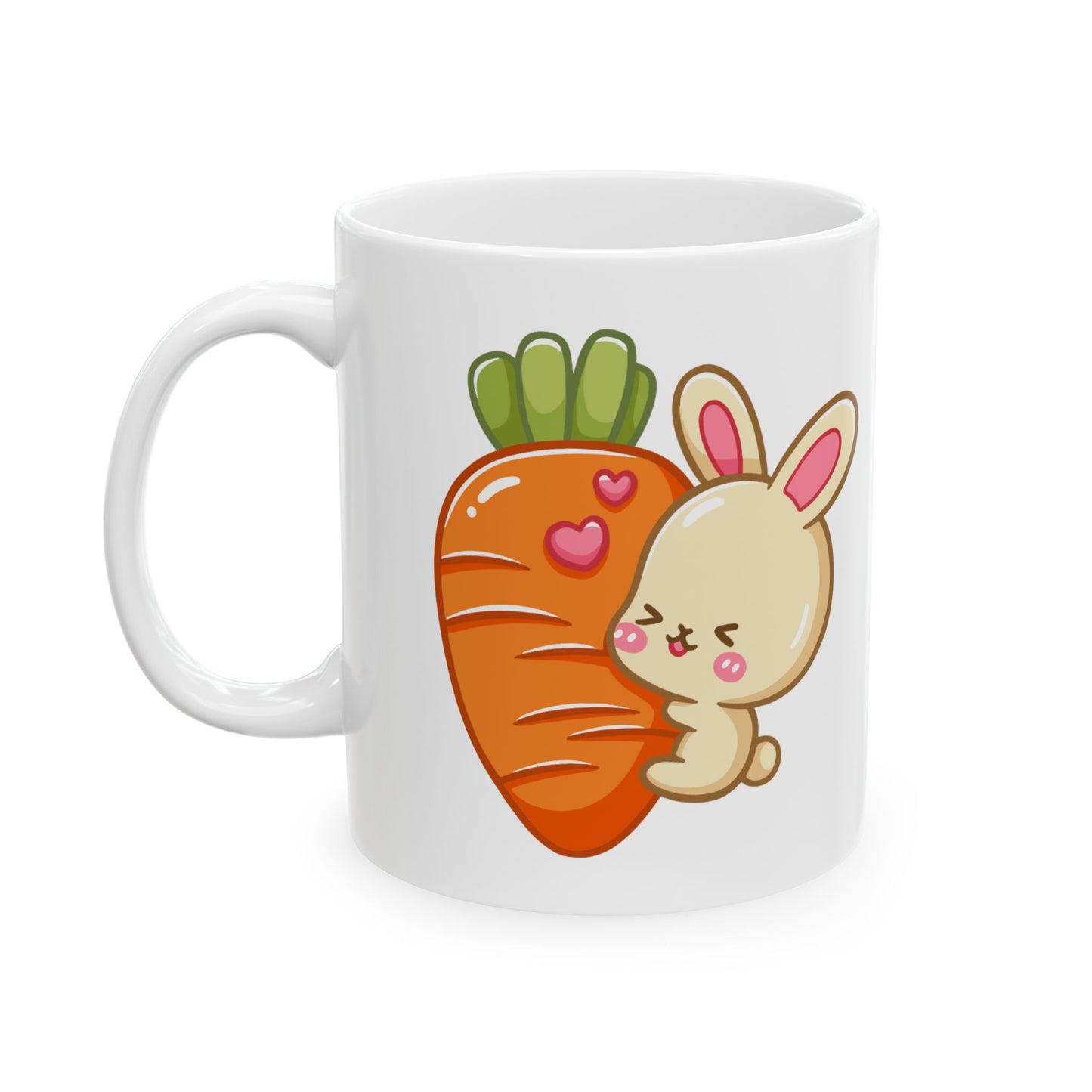 Cute Bunny & Carrot Ceramic Mug - 11oz/15oz for Kids and Easter