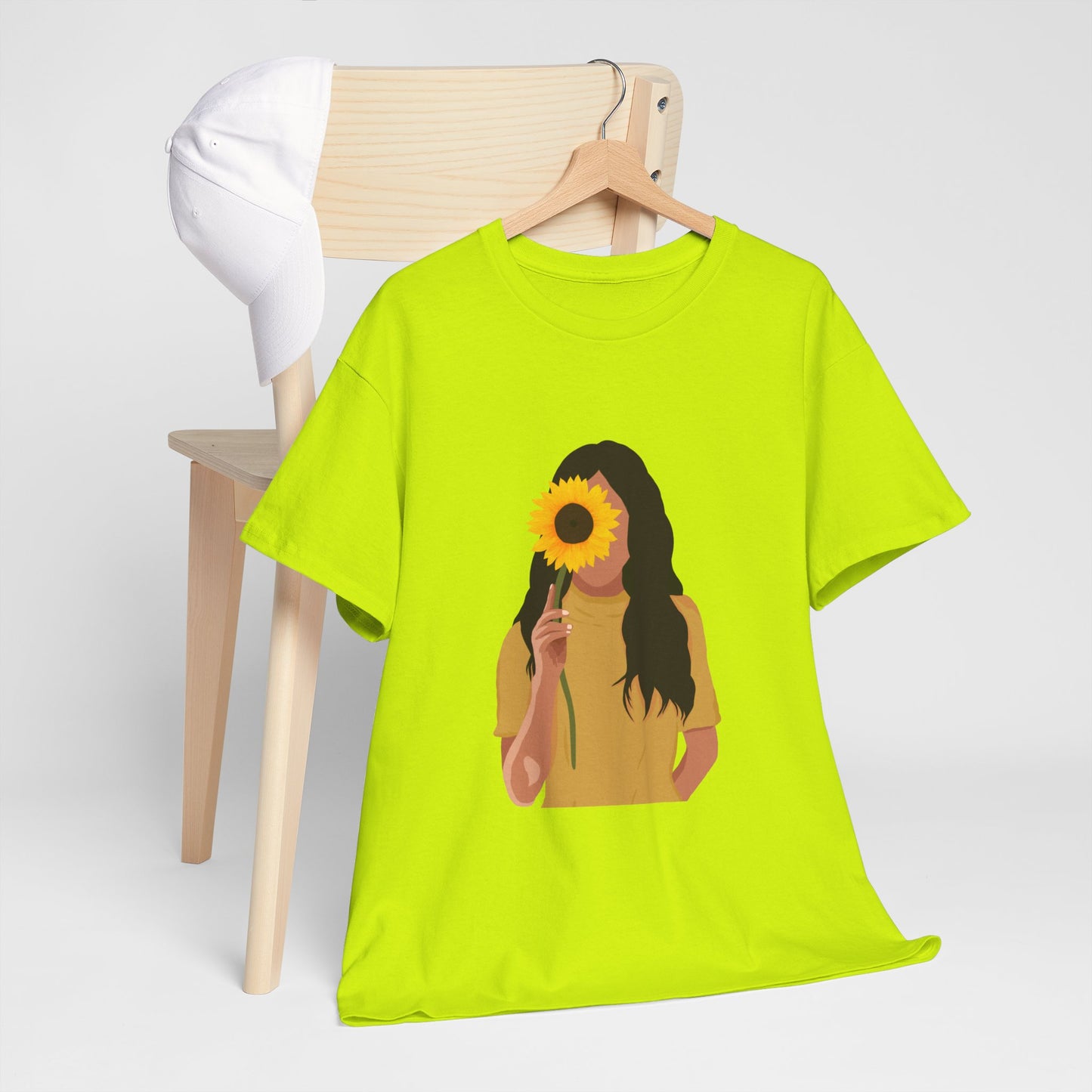 Sunflower Illustration Unisex Heavy Cotton Tee - Vibrant Floral T-Shirt for Nature Lovers