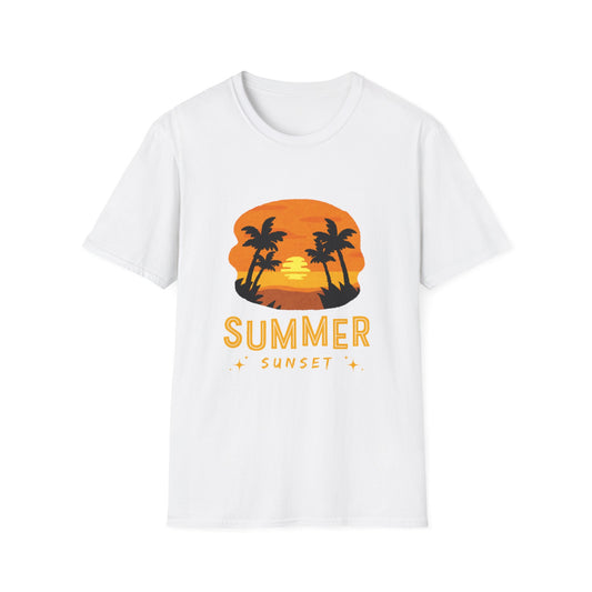 Summer Sunset Unisex Softstyle T-Shirt - Perfect for Beach Days & Warm Evenings