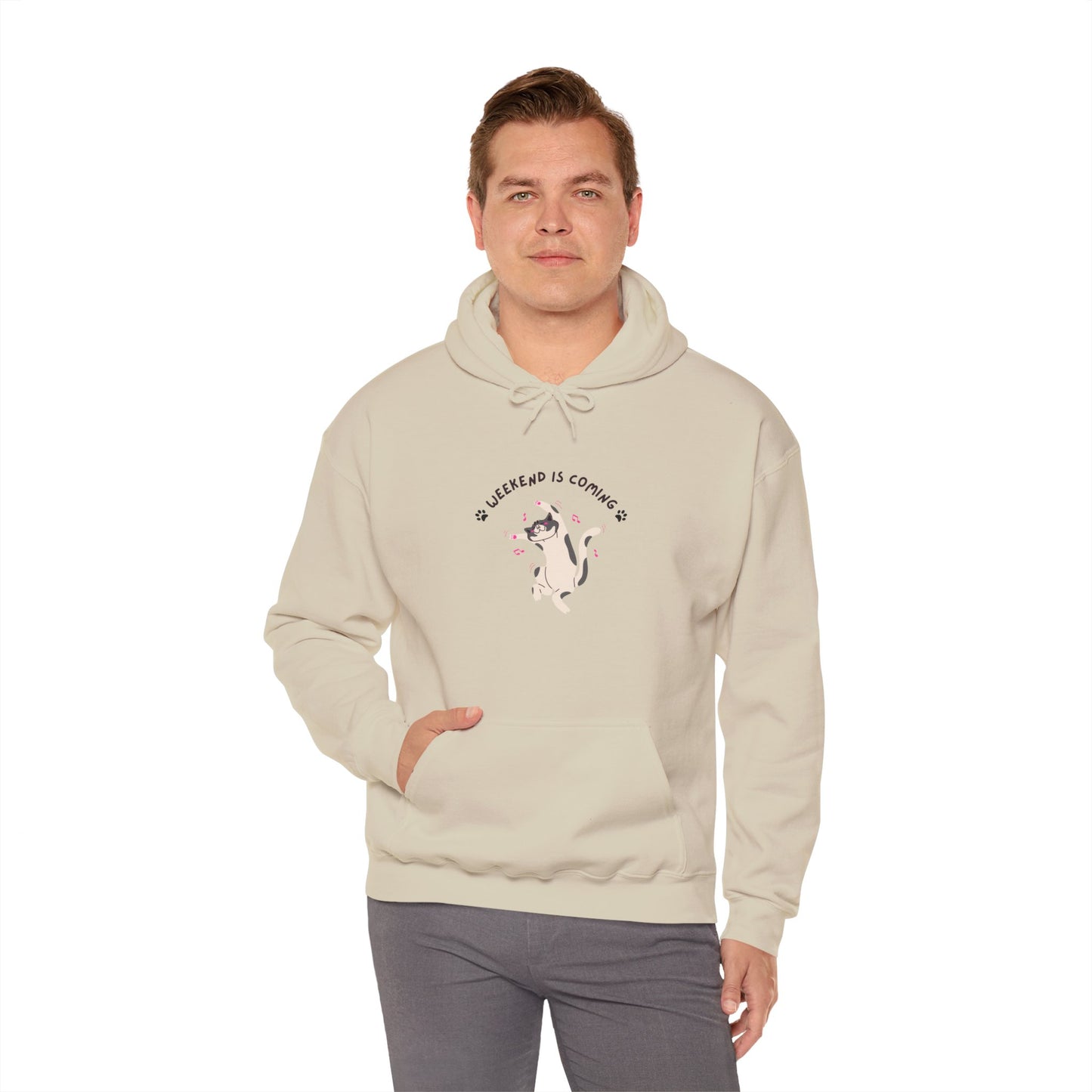 Cute Cat Weekend is Coming Hoodie - Unisex Heavy Blend Sweatshirt