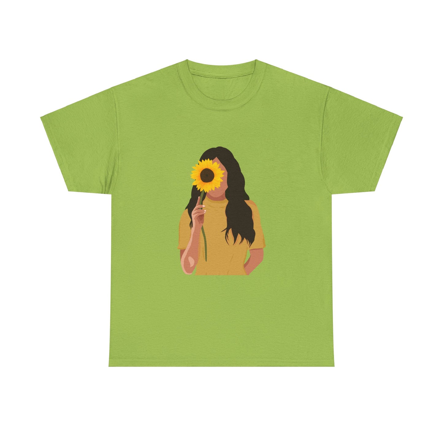 Sunflower Illustration Unisex Heavy Cotton Tee - Vibrant Floral T-Shirt for Nature Lovers