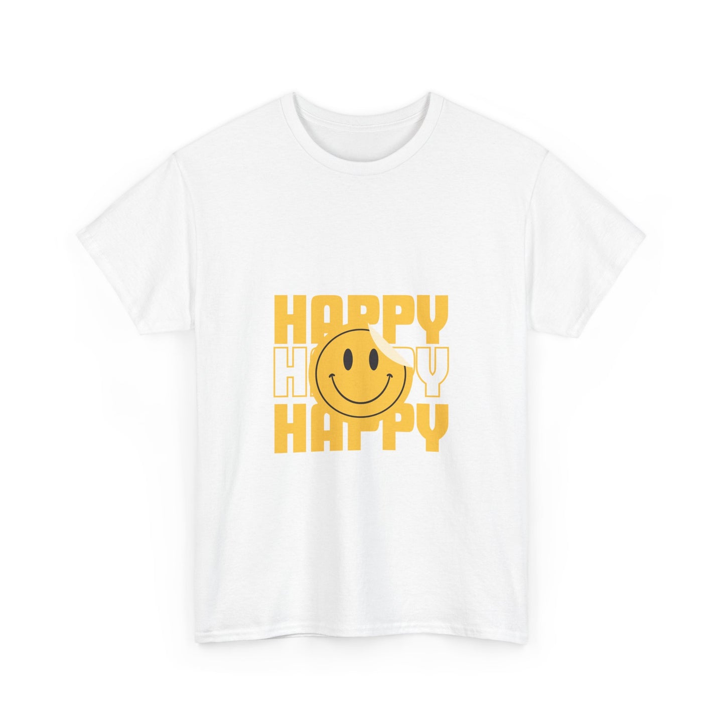 Happy Smiley Unisex Heavy Cotton Tee - Positive Vibes T-Shirt