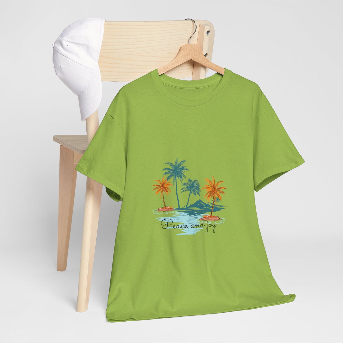 Beach Vibes Unisex Heavy Cotton Tee with 'Peace and Joy' Print