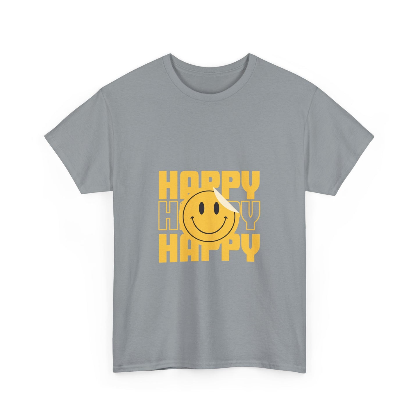 Happy Smiley Unisex Heavy Cotton Tee - Positive Vibes T-Shirt