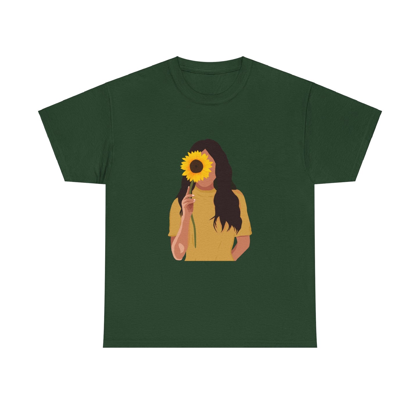 Sunflower Illustration Unisex Heavy Cotton Tee - Vibrant Floral T-Shirt for Nature Lovers