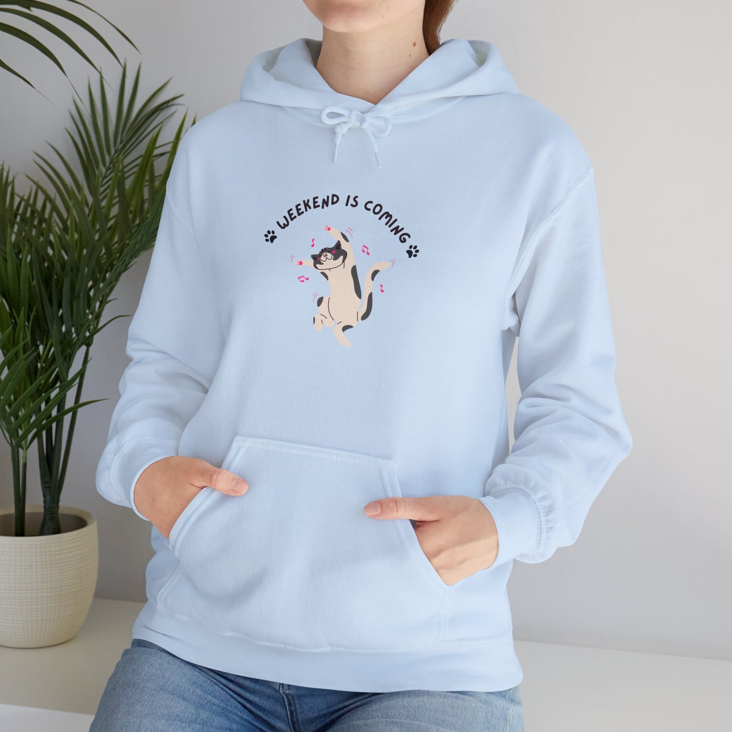 Cute Cat Weekend is Coming Hoodie - Unisex Heavy Blend Sweatshirt