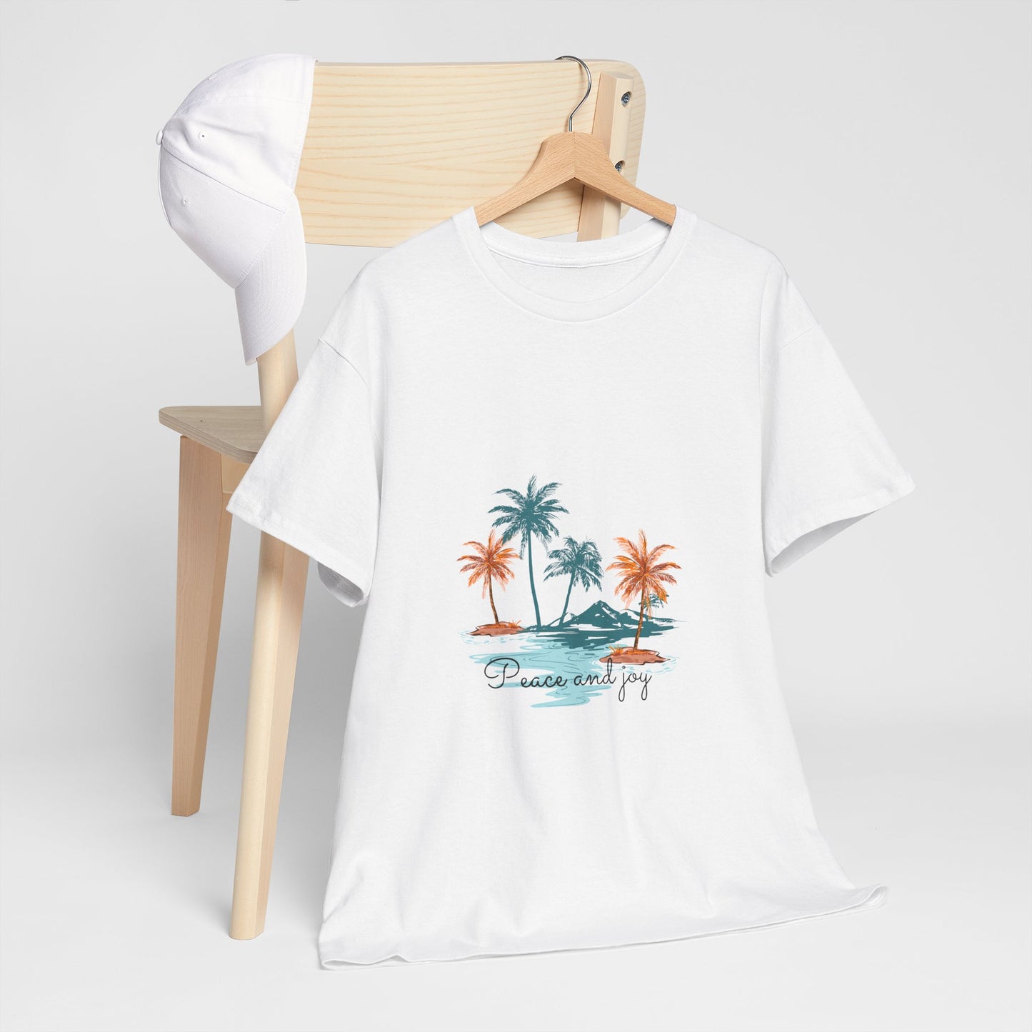 Beach Vibes Unisex Heavy Cotton Tee with 'Peace and Joy' Print