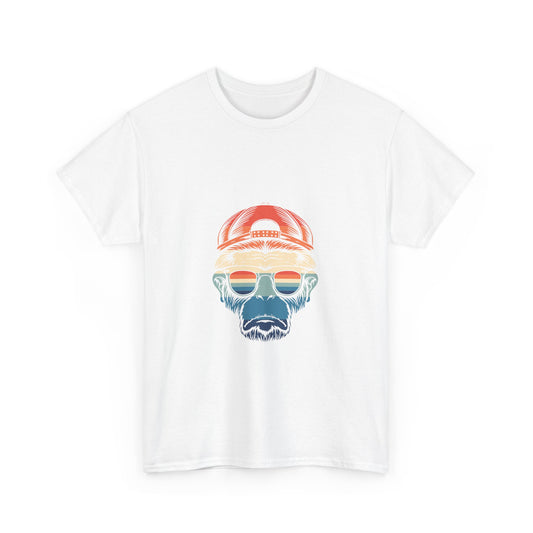 Chill Vibes Retro Monkey Graphic Tee | Unisex Heavy Cotton T-Shirt