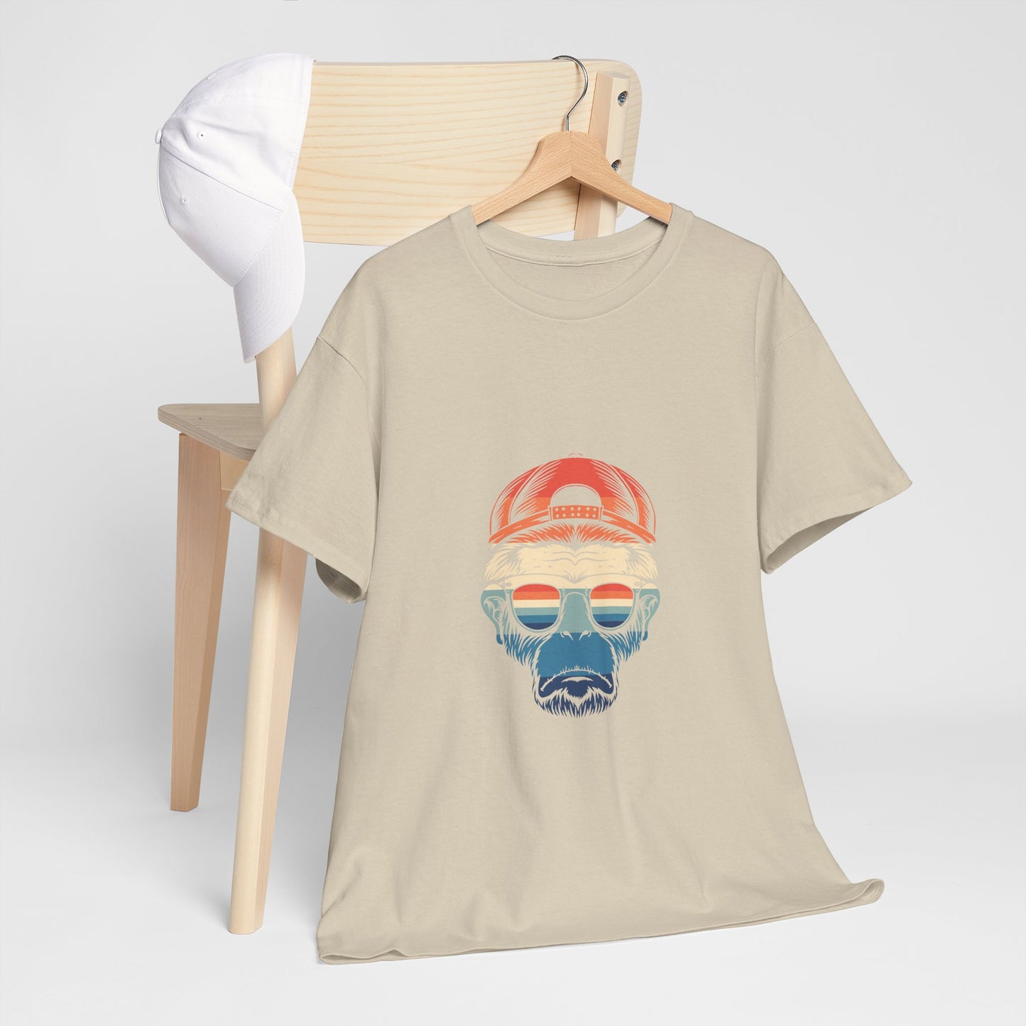 Chill Vibes Retro Monkey Graphic Tee | Unisex Heavy Cotton T-Shirt