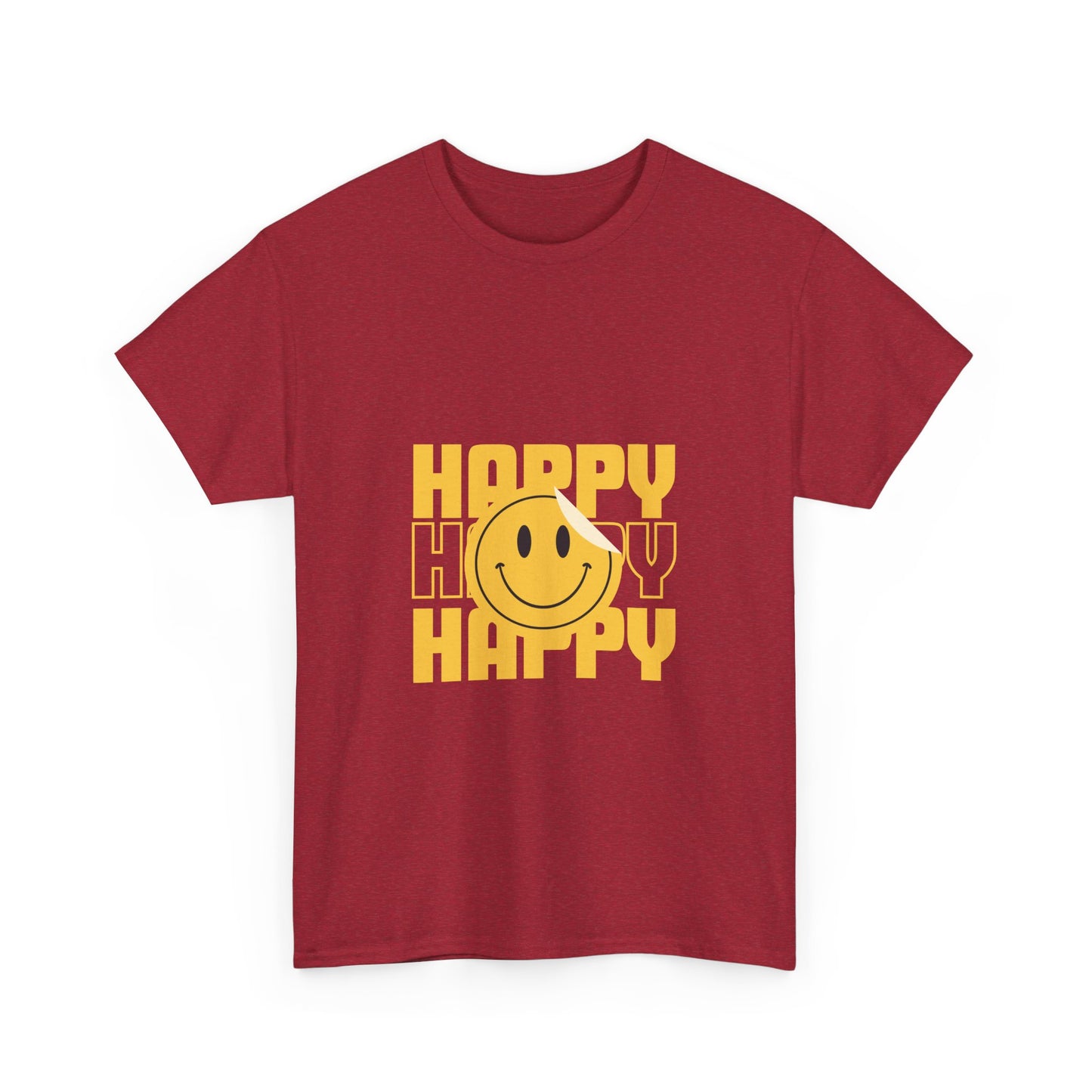 Happy Smiley Unisex Heavy Cotton Tee - Positive Vibes T-Shirt