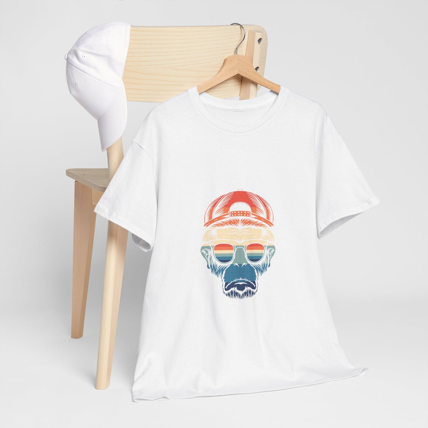 Chill Vibes Retro Monkey Graphic Tee | Unisex Heavy Cotton T-Shirt