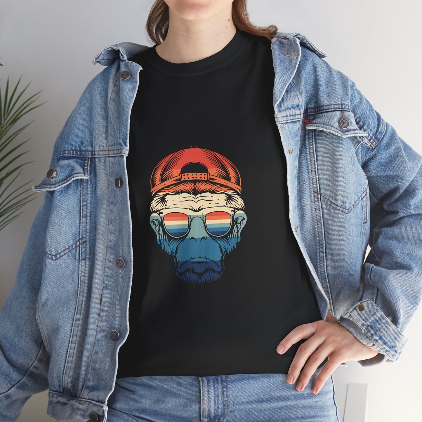 Chill Vibes Retro Monkey Graphic Tee | Unisex Heavy Cotton T-Shirt