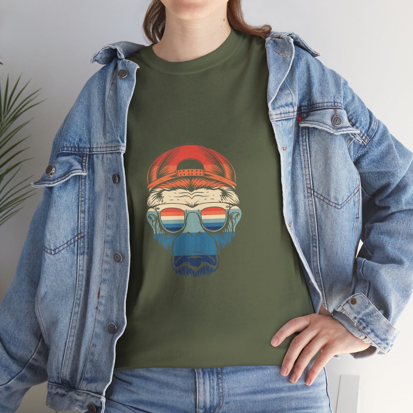 Chill Vibes Retro Monkey Graphic Tee | Unisex Heavy Cotton T-Shirt