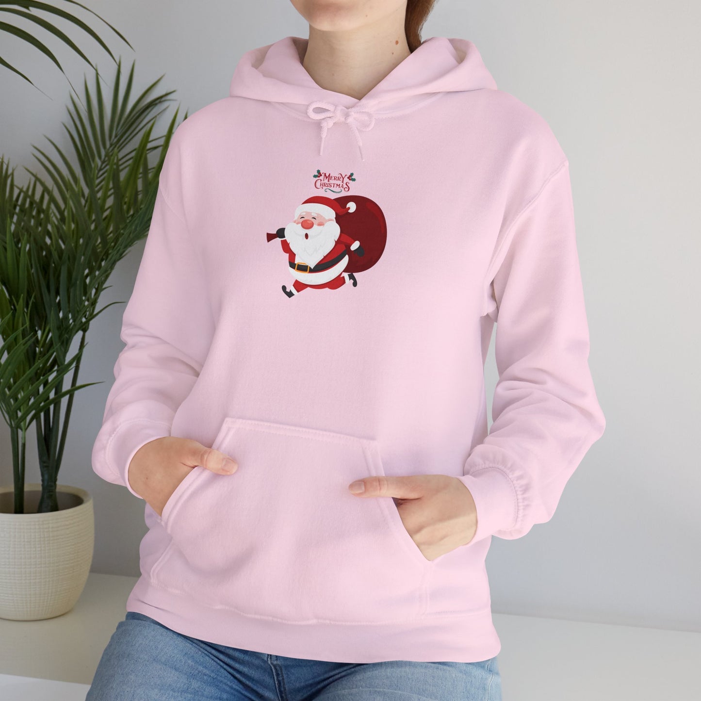 Santa Running Hoodie - Unisex Heavy Blend Sweatshirt for Holiday Cheer